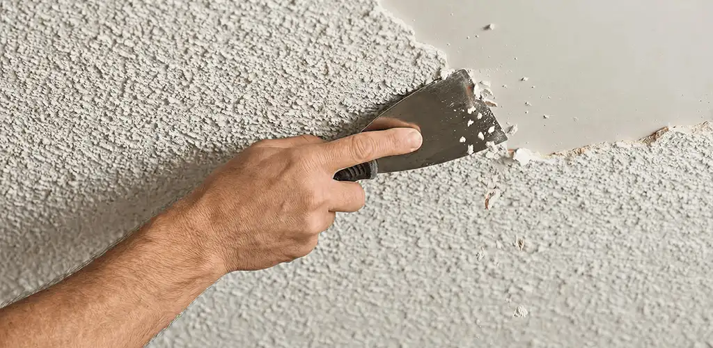 Popcorn ceiling removal scraping off textured ceiling finish in Norfolk, VA