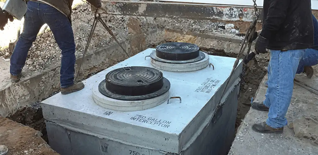 Grease trap installation for a commercial property drainage system in Norfolk, VA