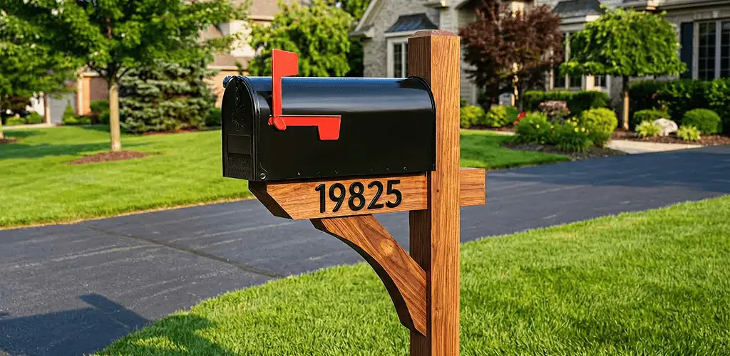 New mailbox installation with post and address number for a home in Norfolk, VA