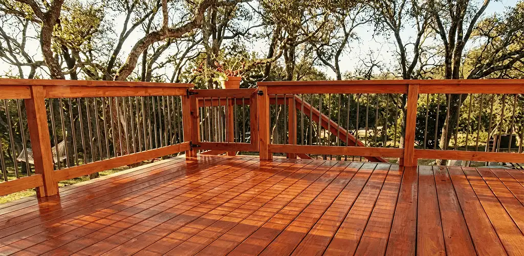 Deck sealing results with a freshly sealed wood deck in Norfolk, VA